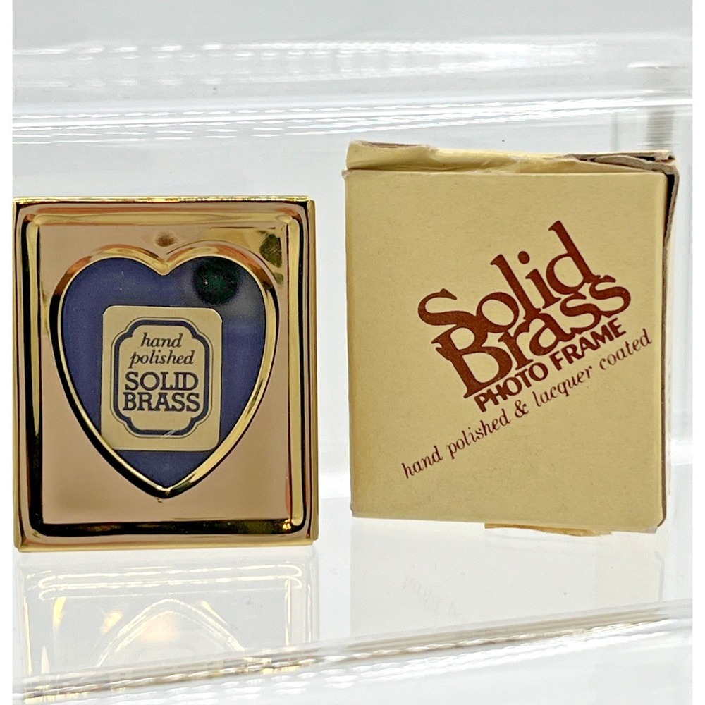 Vintage Solid Brass Miniature picture Frame heart shape 1.75"